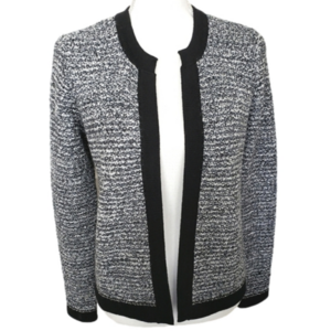 ANN TAYLOR LOFT CARDIGAN SZ XS BLACK GRAY WHITE